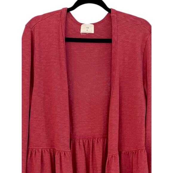 Anthropologie t.la Size XL Beira Pink Woven Peplum Cardigan Sweater - Picture 5 of 7